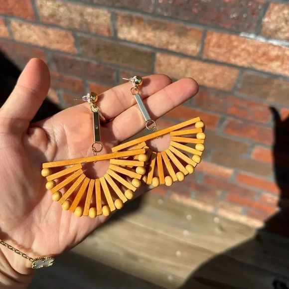 Half Windmill Bamboo Earrings - Picture 11 of 11